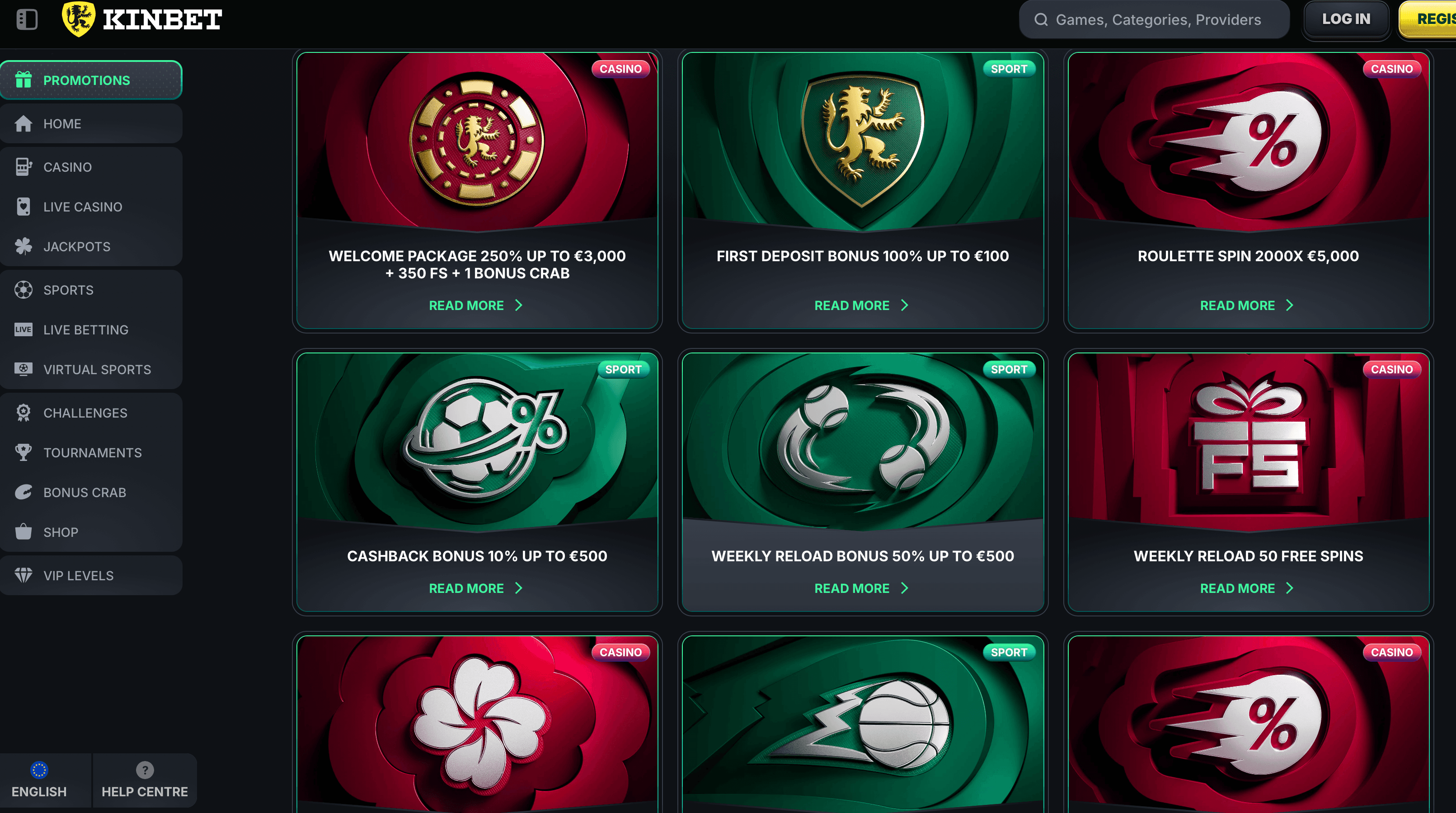 kinbet casino bonuses