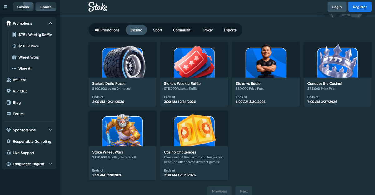 stake casino bonuses