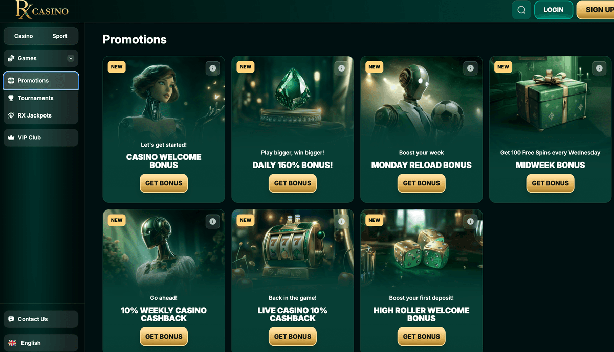rxcasino online bonuses