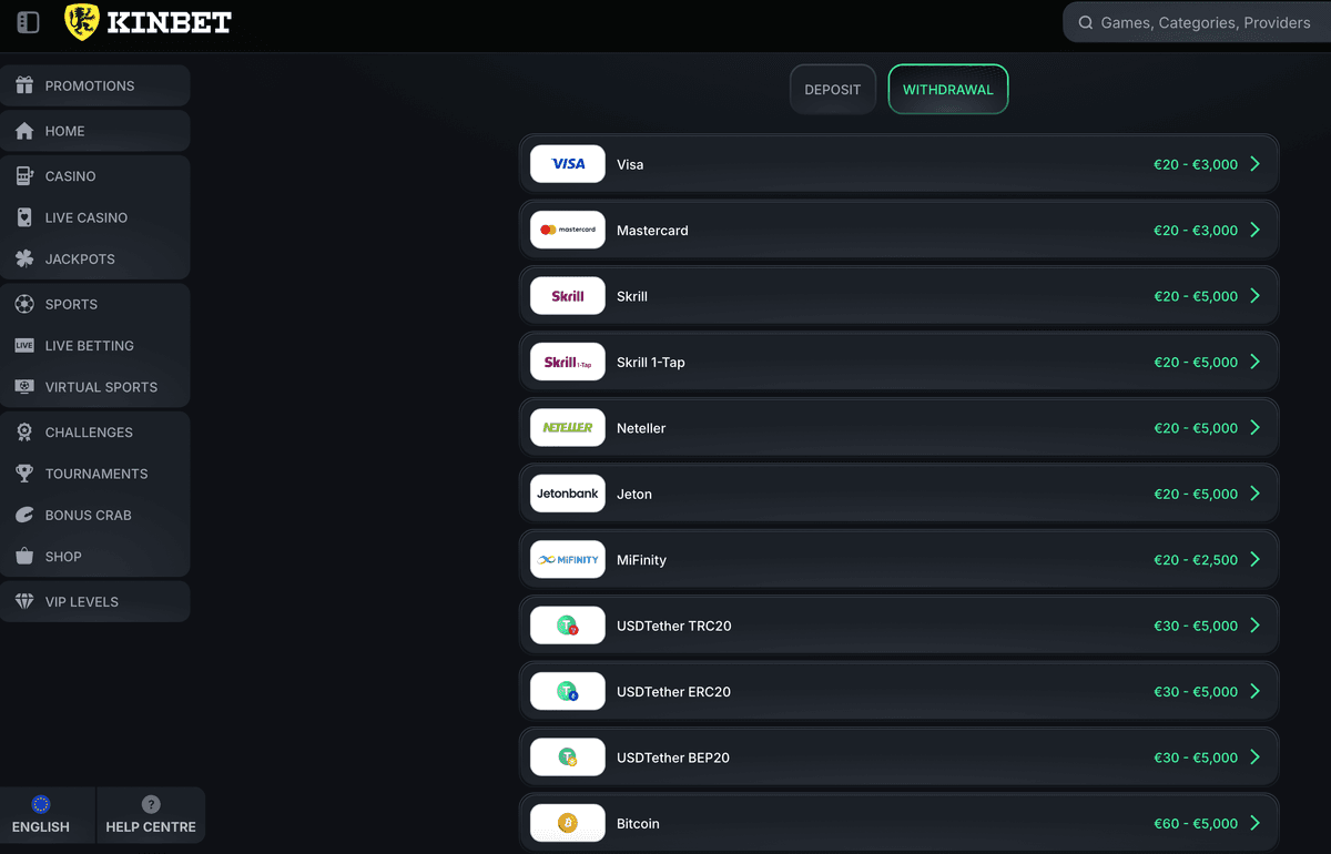 kinbet casino withdrawal