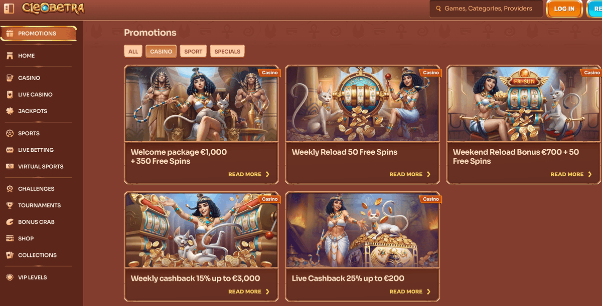 cleobetra casino online bonuses
