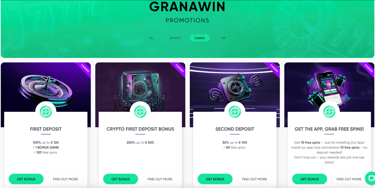 granawin casino bonuses