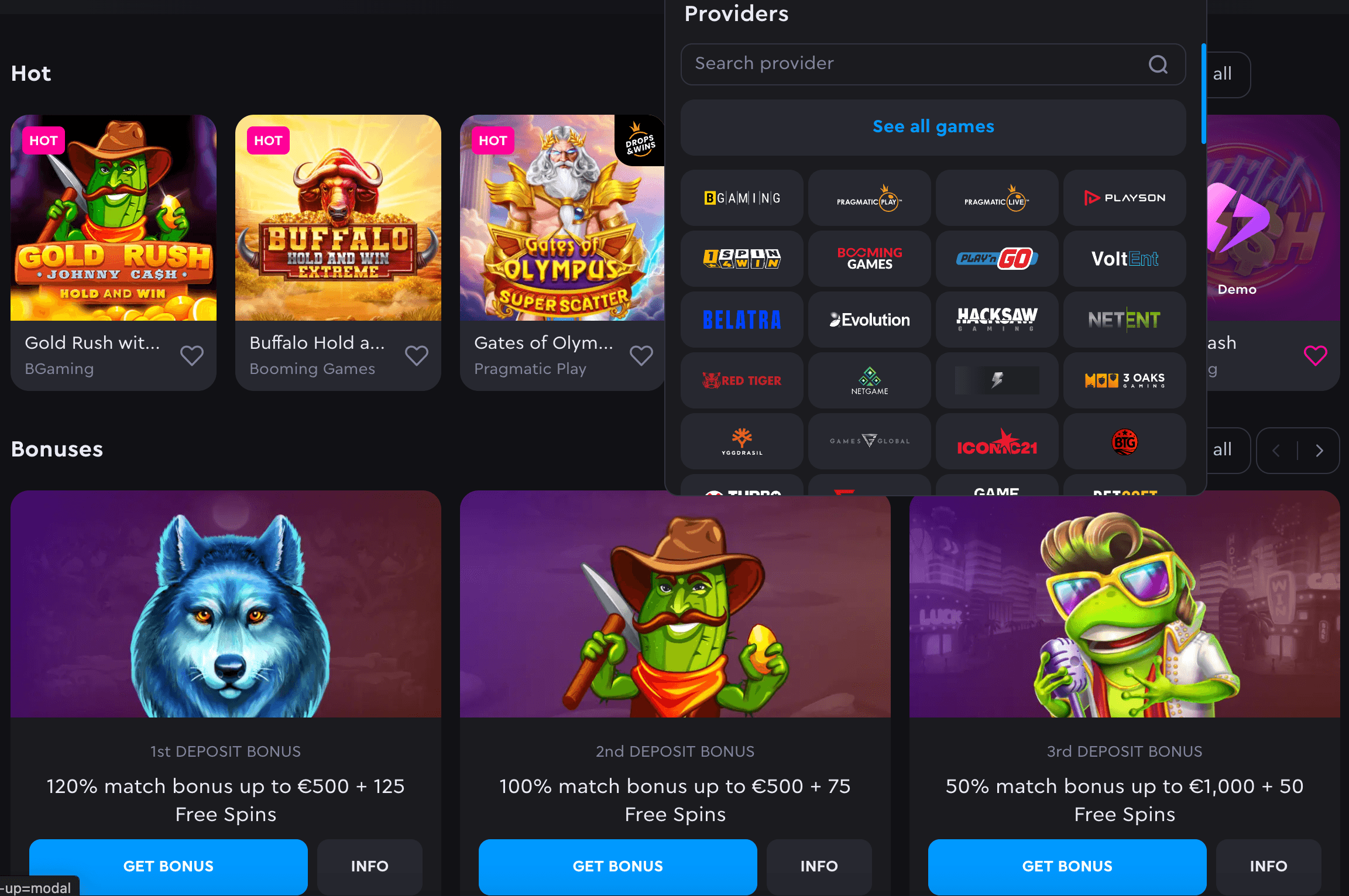 rockwin casino providers
