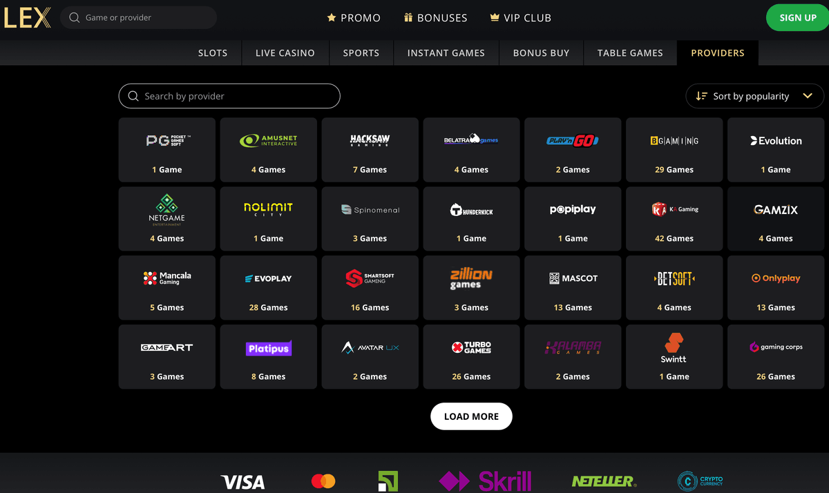 lex casino providers