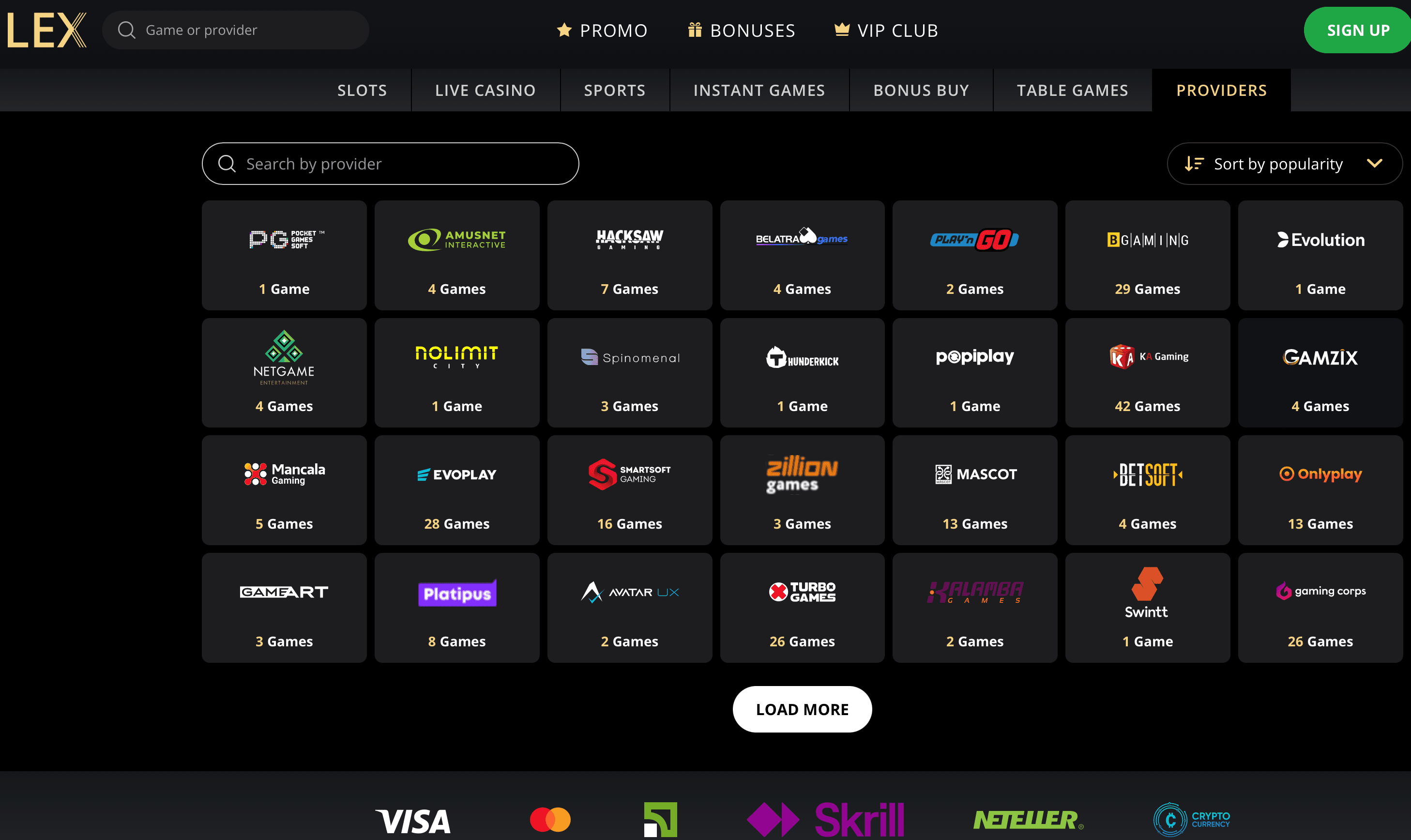 lex casino providers