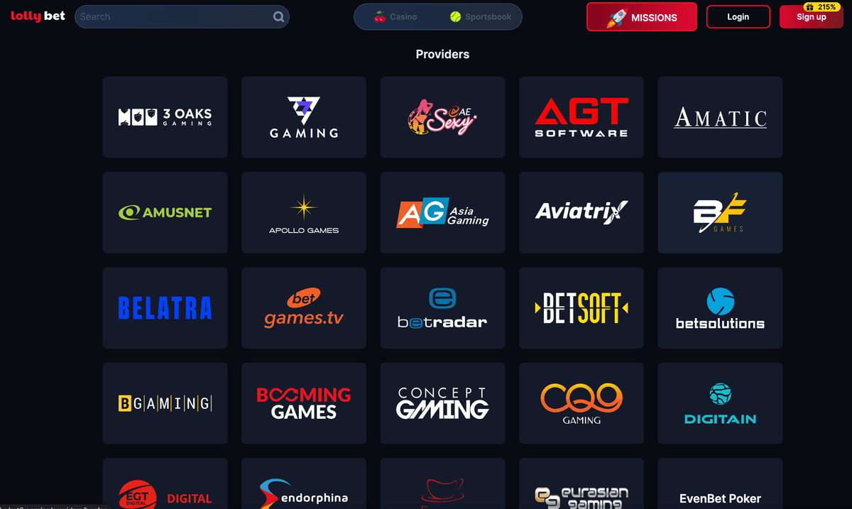 Lollybet casino providers