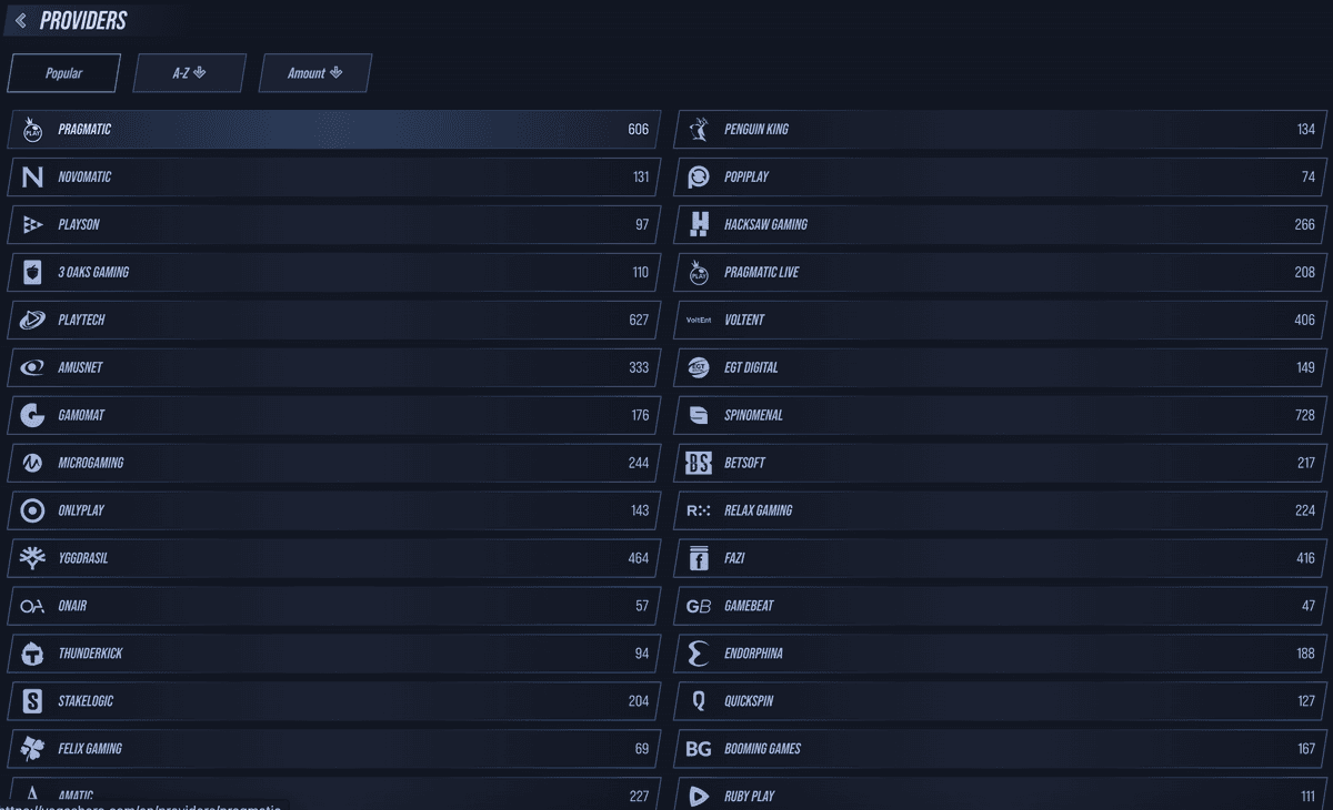 vegas casino providers