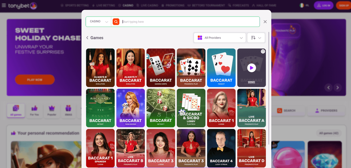 baccarat tonybet play online