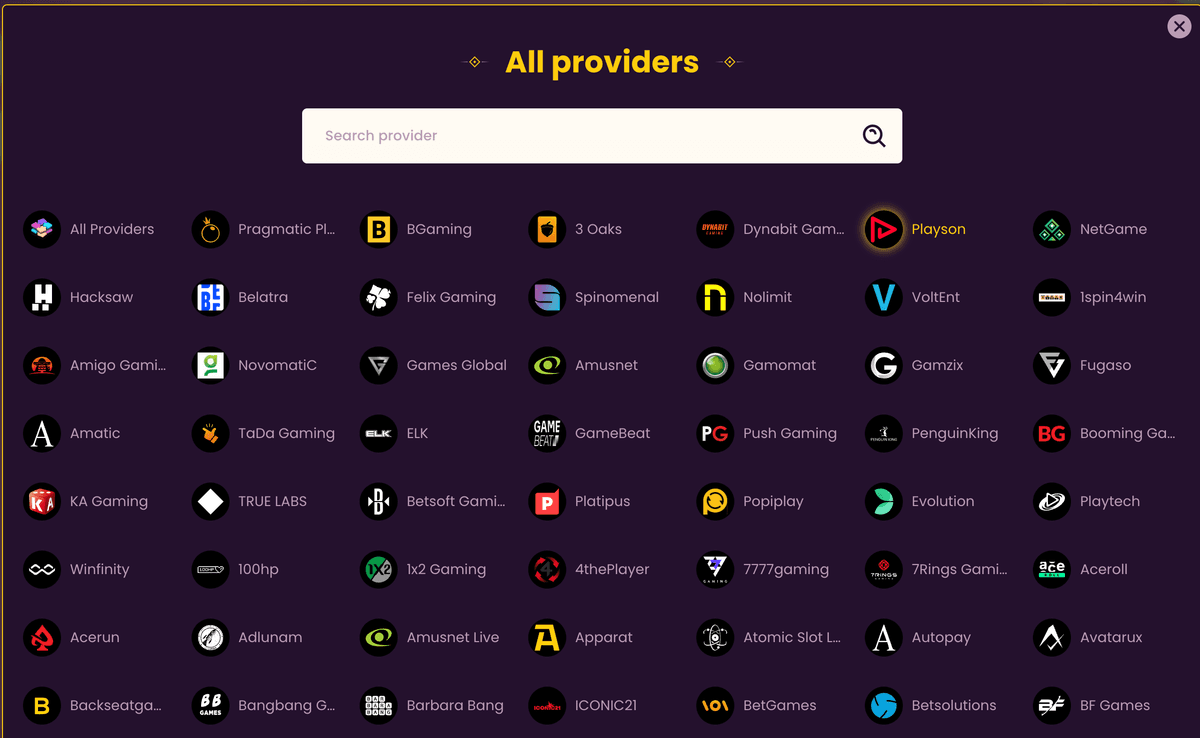 bizzo casino online providers