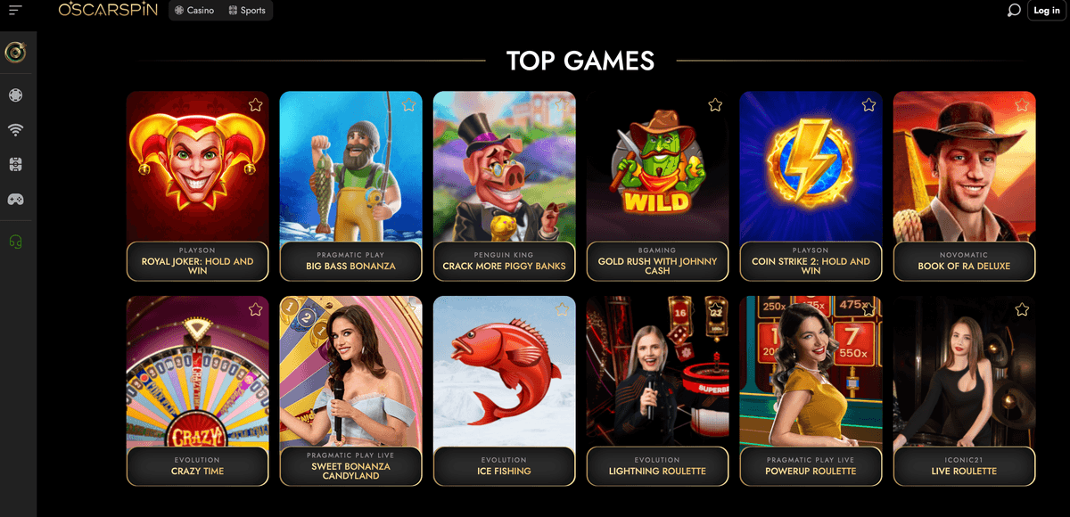 oscarspin casino top games