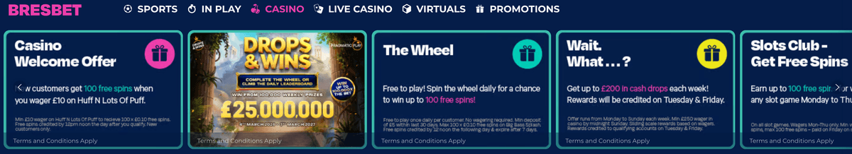 bresbet casino bonuses
