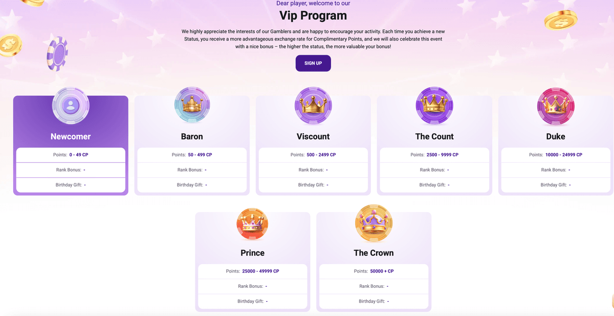 crownslots casino vip program
