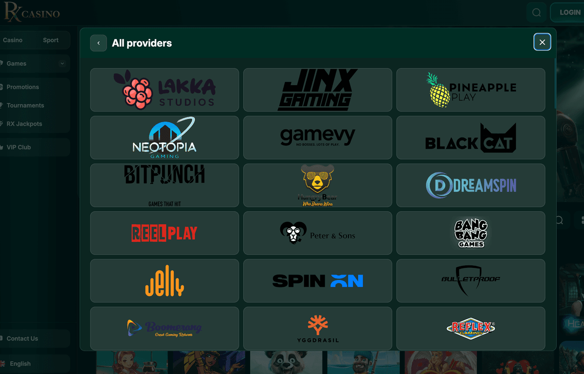 rxcasino onmlionme providers