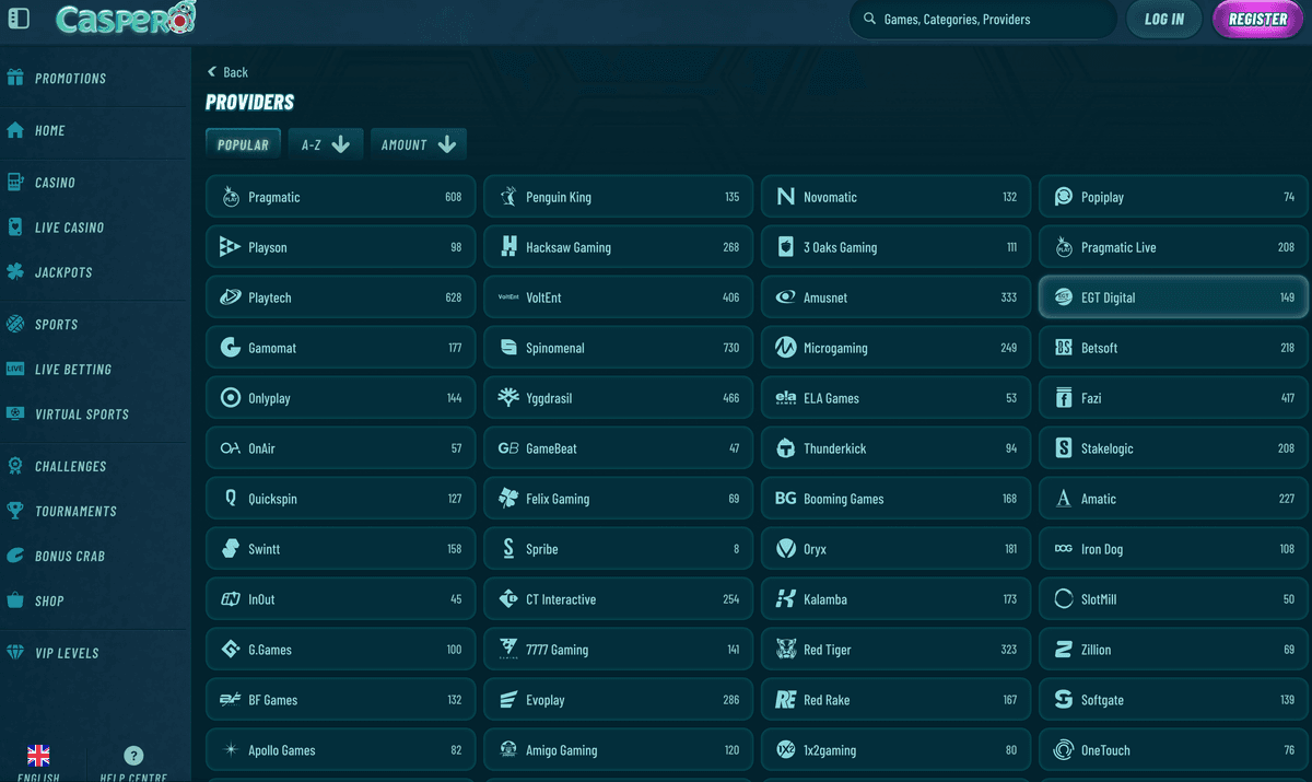 caspero casino providers