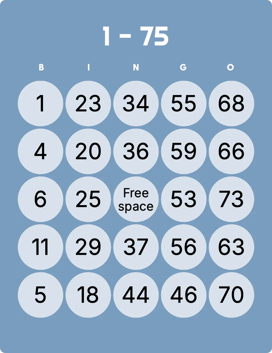75 bingo card example
