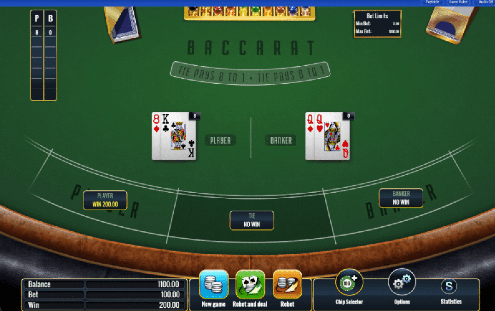 Baccarat card game online