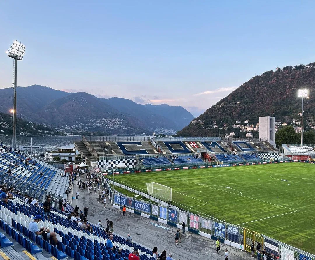 Stadio Giuseppe Sinigaglia on Lake Como, home of Como’s Champions League debut
