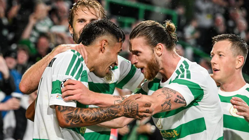 Celtic put in a strong performance to beat LASK 3-0 in their UEFA Champions League play-off first leg. SNS Group via Getty Images