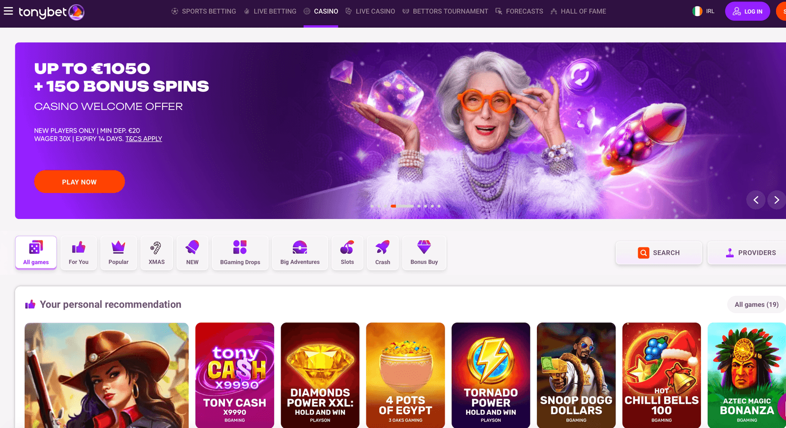 TONYBET Casino Review – Bonuses, Games & Payment Options