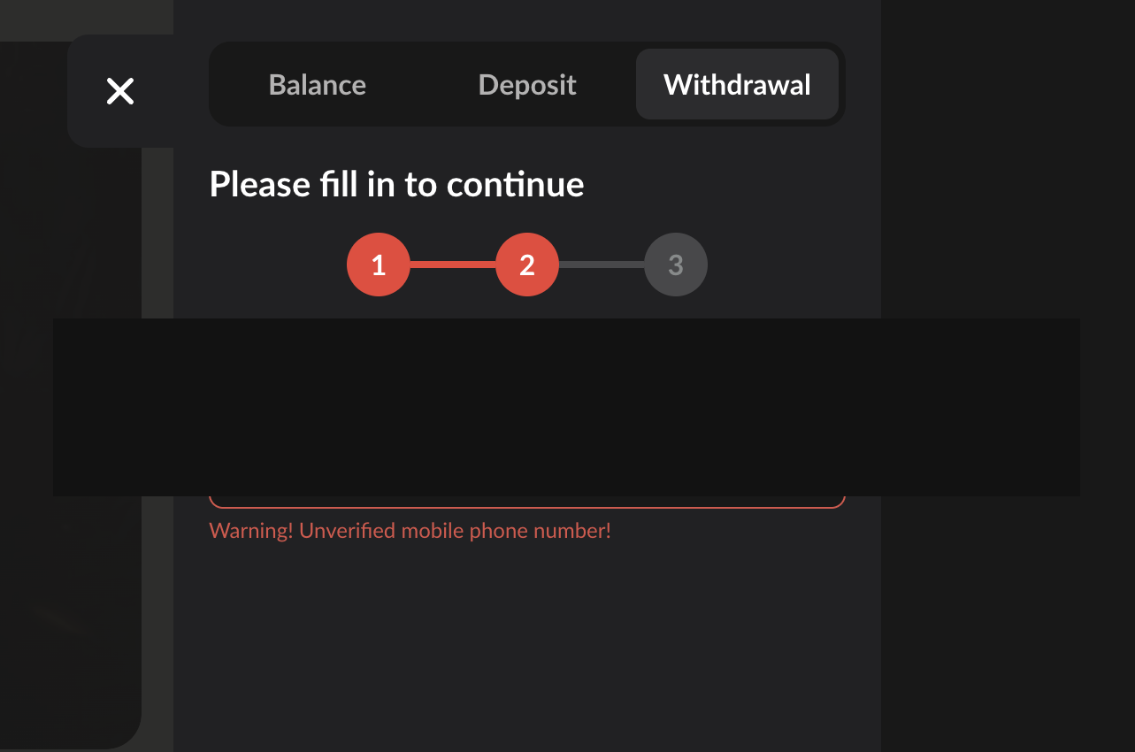 1GO mobile phone verification step with unverified warning — number redacted