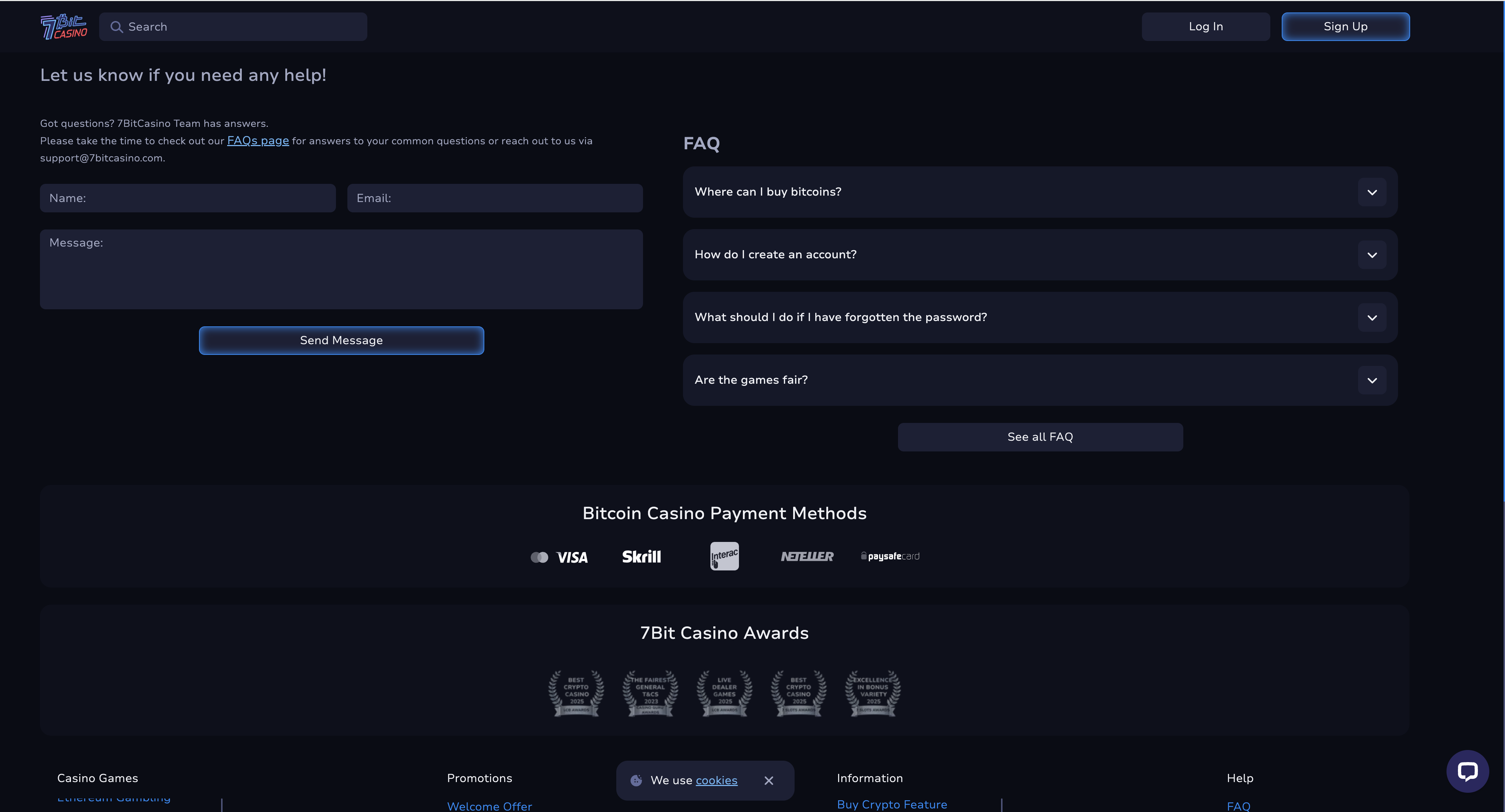 7Bit Casino live chat / support