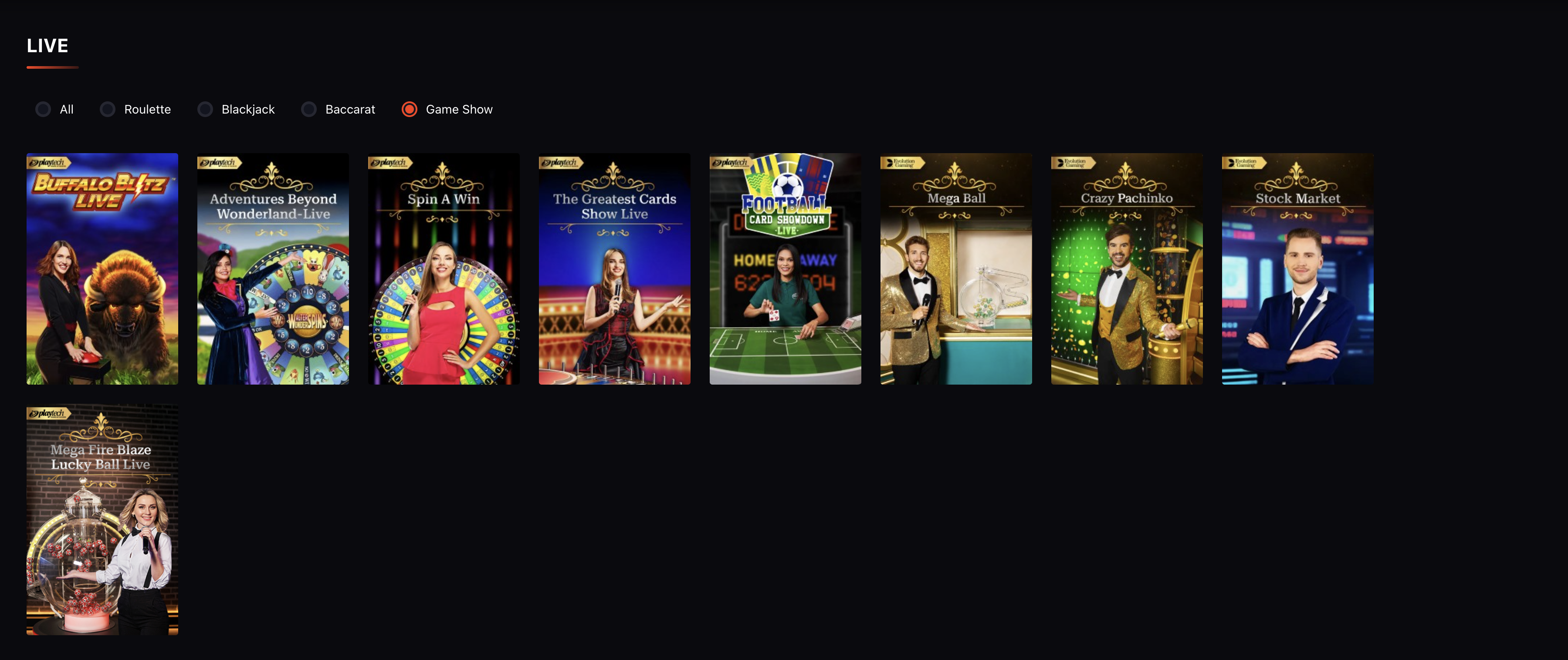 Betsuna Casino live game show studio