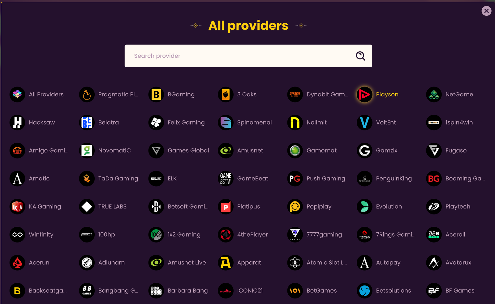 bizzo casino online providers