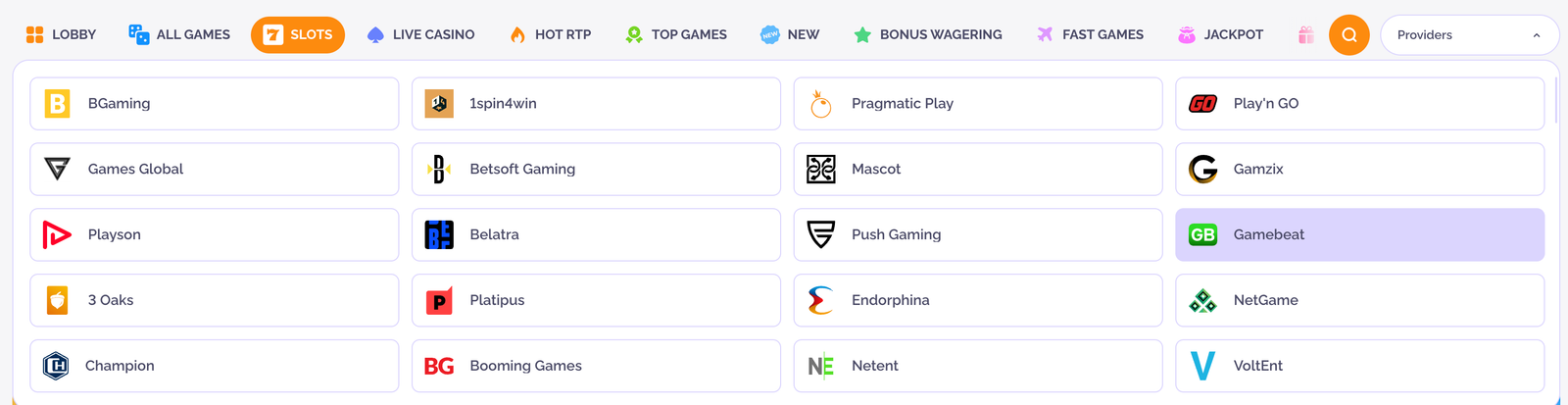 boho casino providers