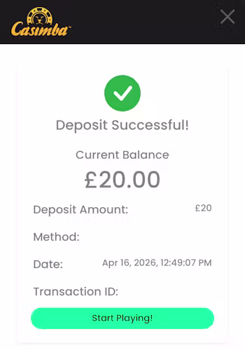 Casimba deposit successfully