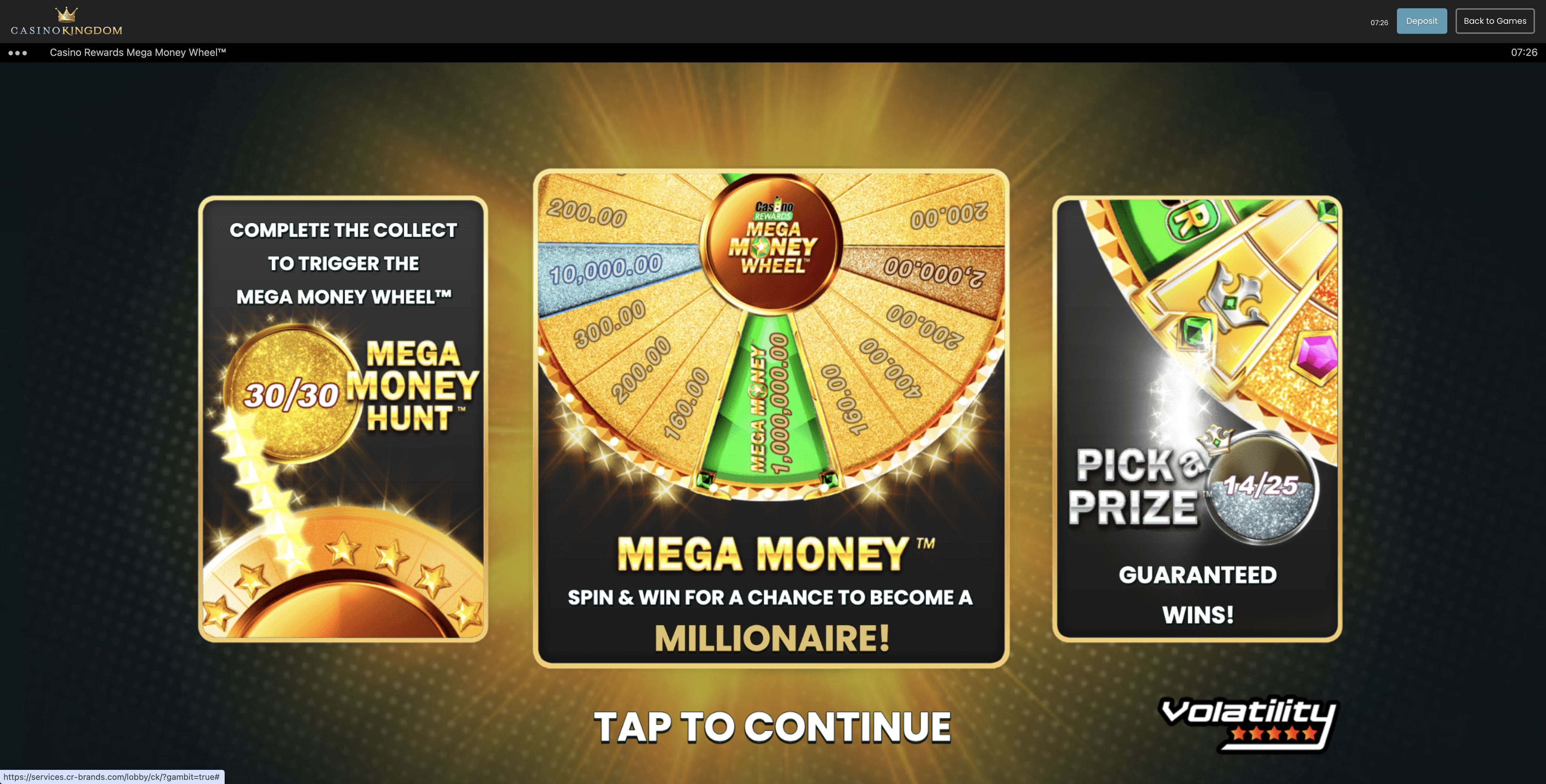 Casino Kingdom Mega Money Wheel in play