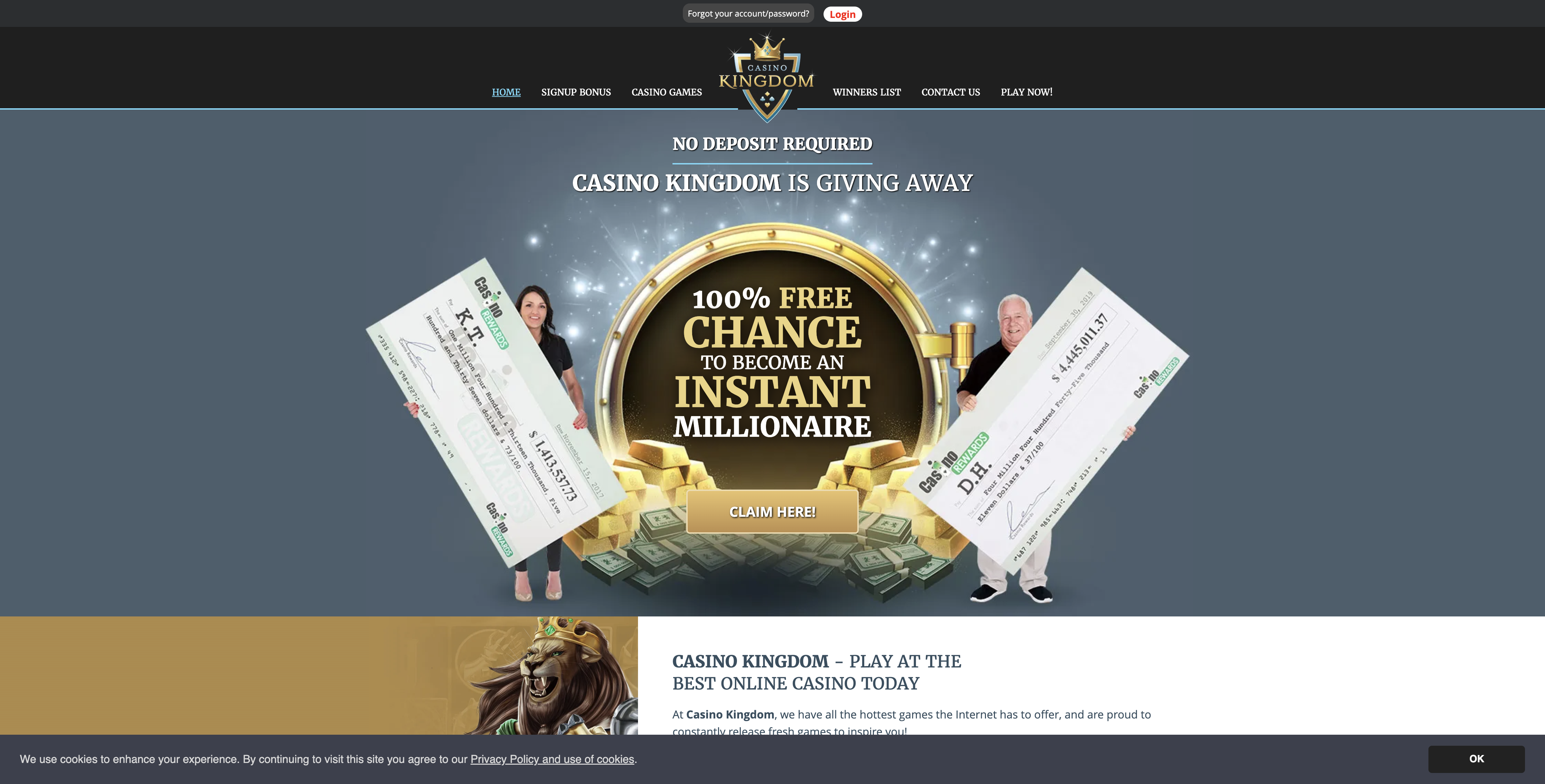 Casino Kingdom homepage