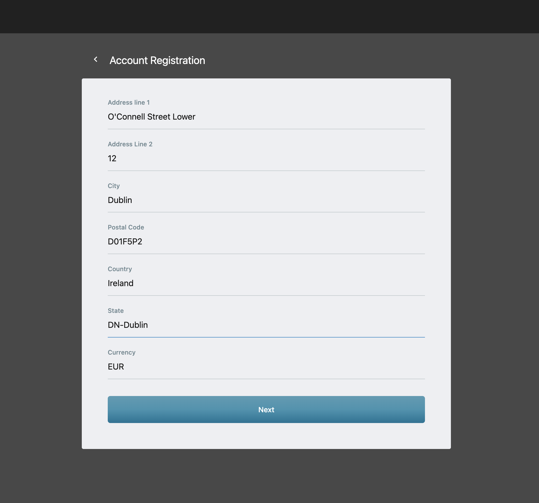 Casino Kingdom registration step three — address and currency