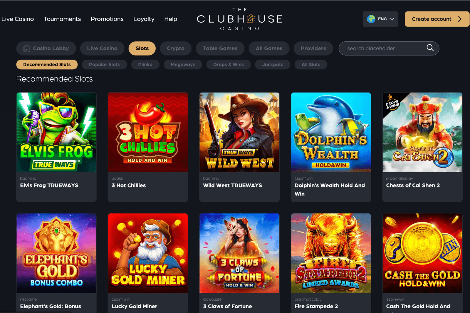 club house slots