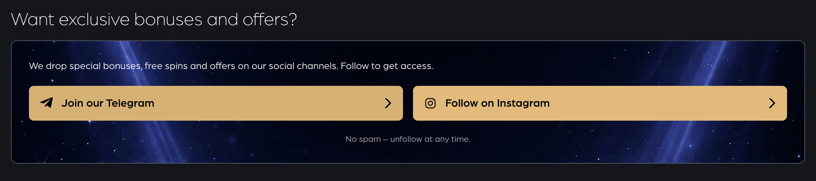 Club House banner to join Telegram and follow Instagram for exclusive bonuses