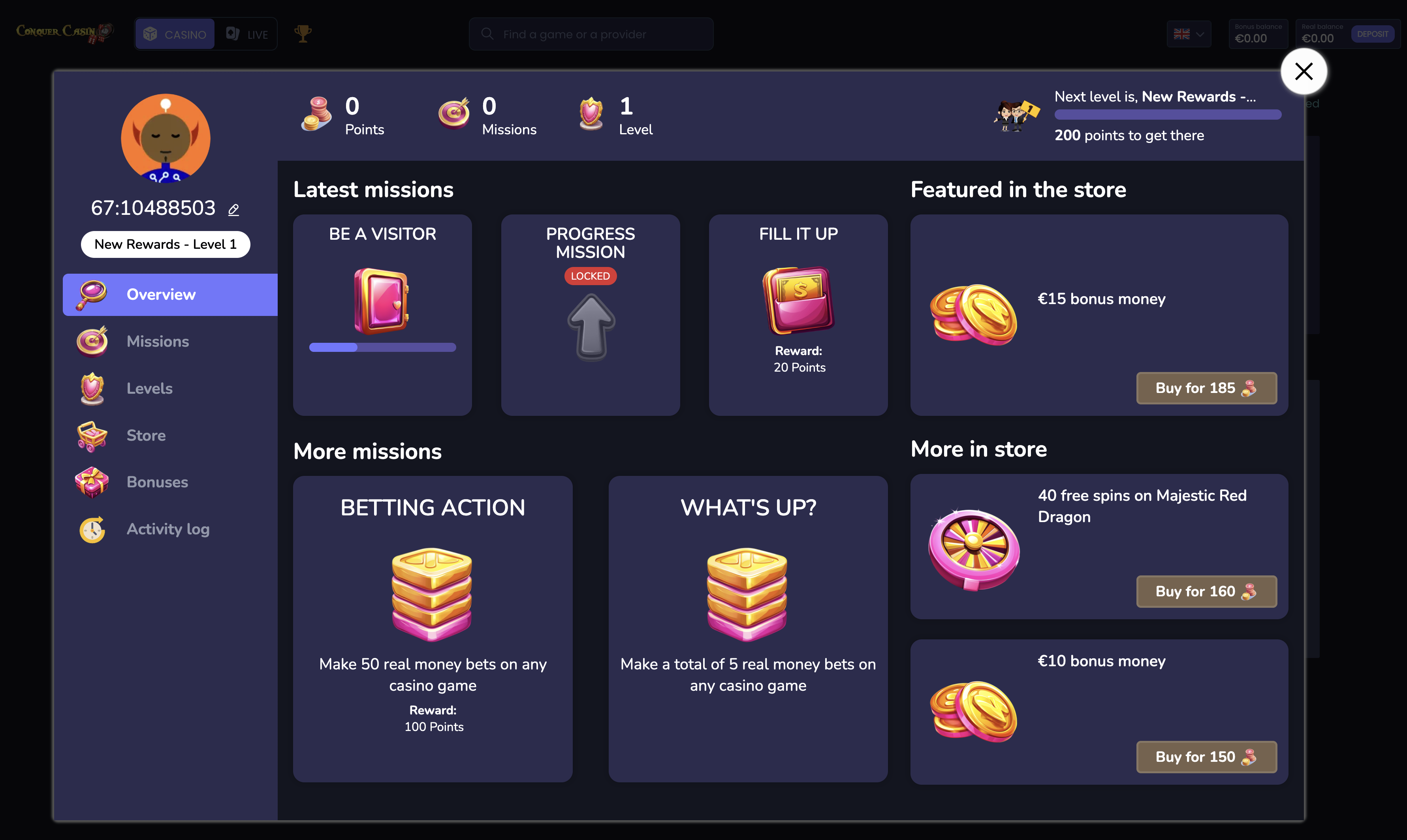 ConquerCasino Rewards Programme