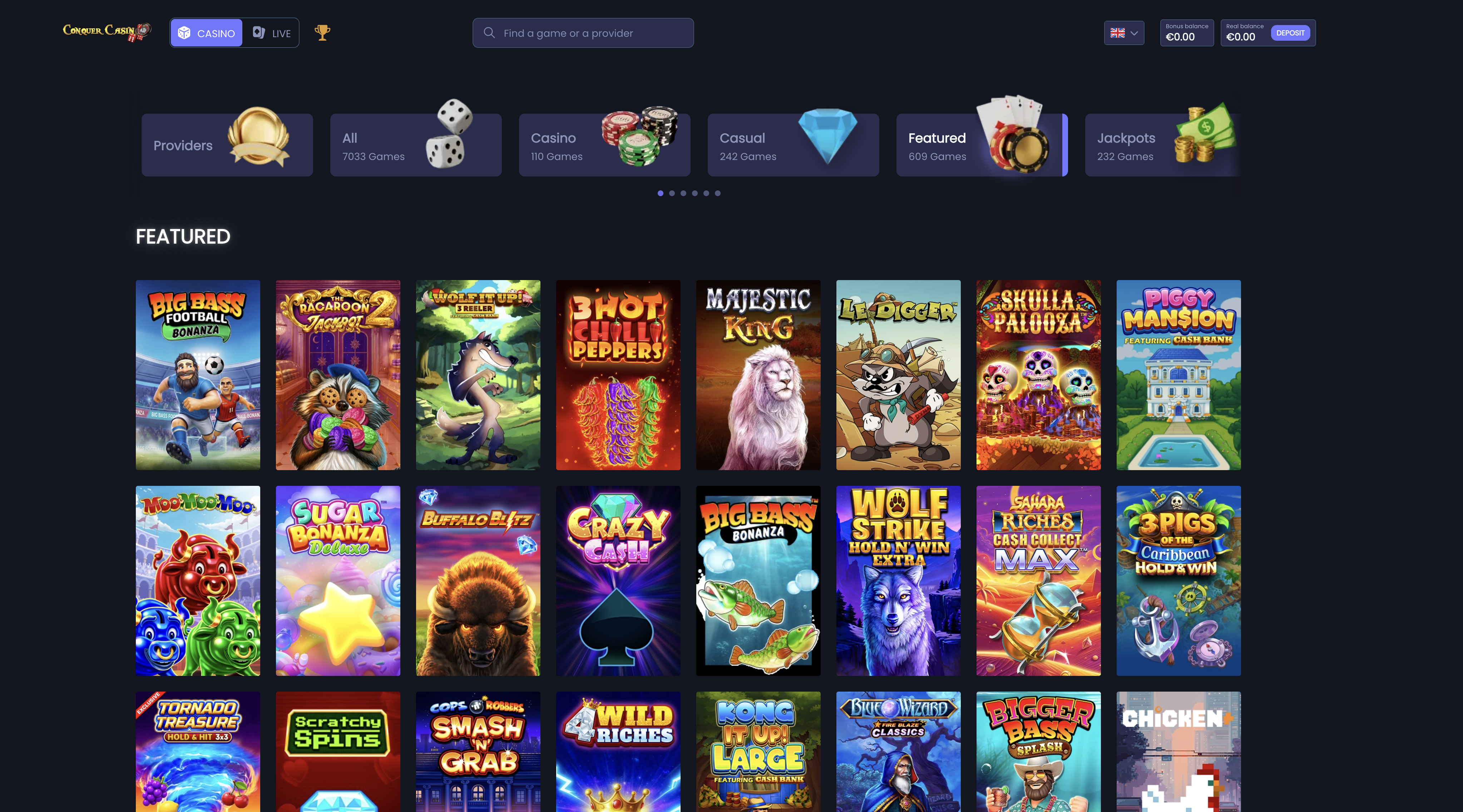 ConquerCasino featured games