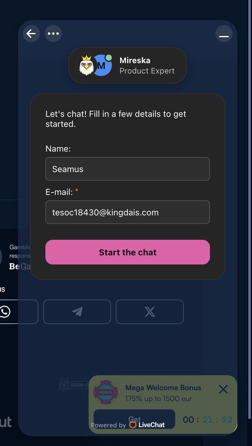 FanoBet online live chat support window