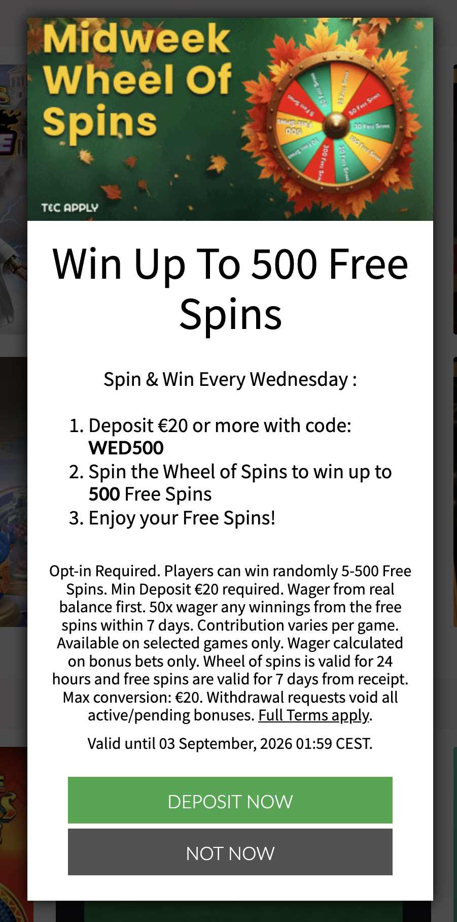 Fruity King casino welcome — 100 percent up to 100 euro plus 50 free spins