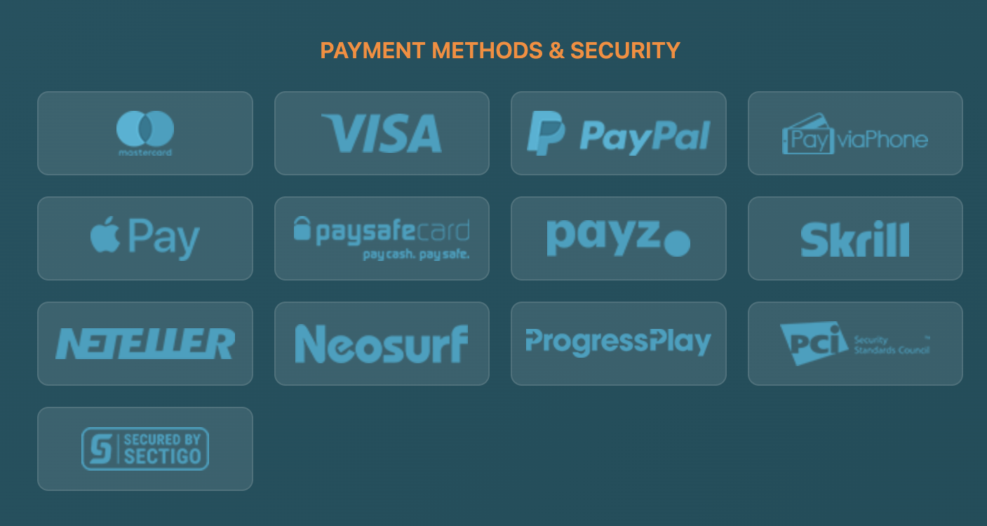 Fruity King payment methods in the footer cashier
