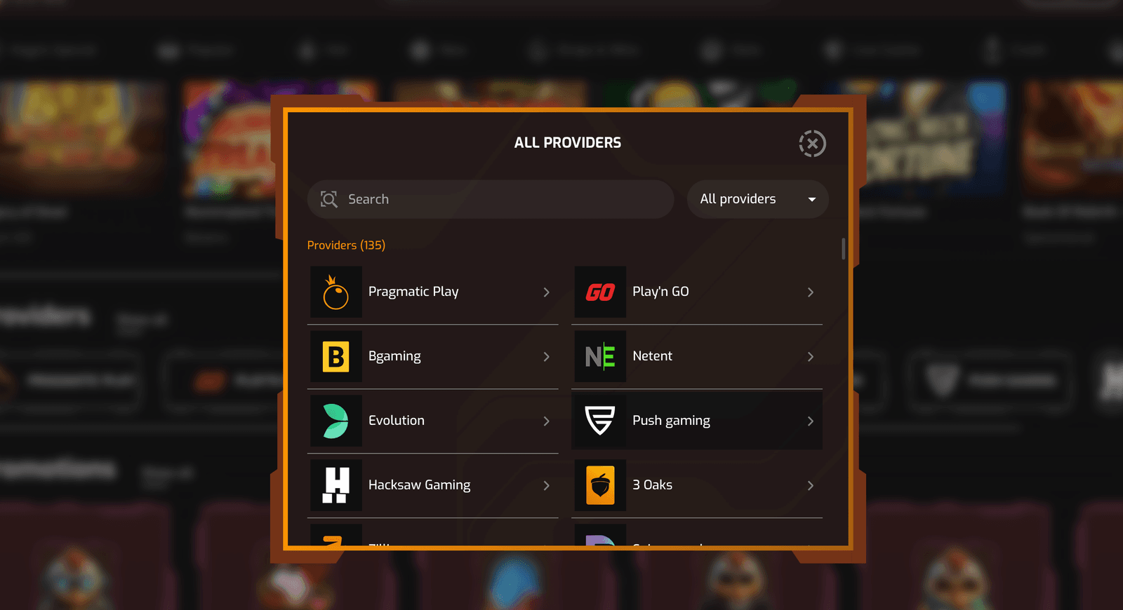 hugo casino providers
