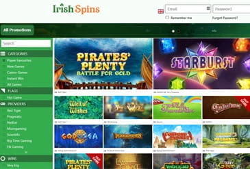 Irish Spins game selection