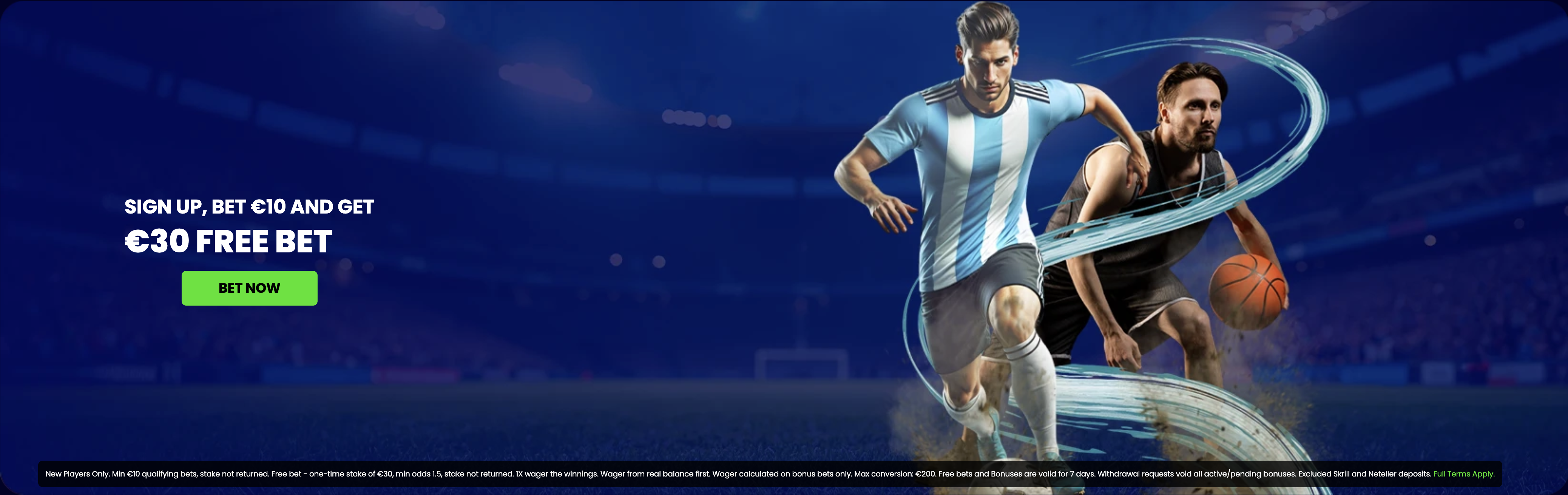 JeffBet sports welcome — bet 10 euro get 30 euro free bet