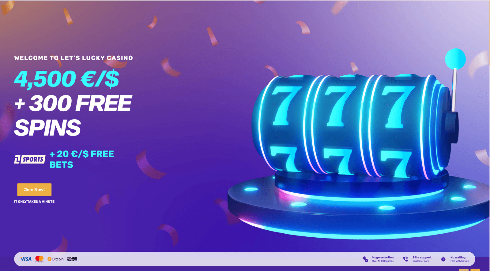 Let's Lucky homepage welcome banner