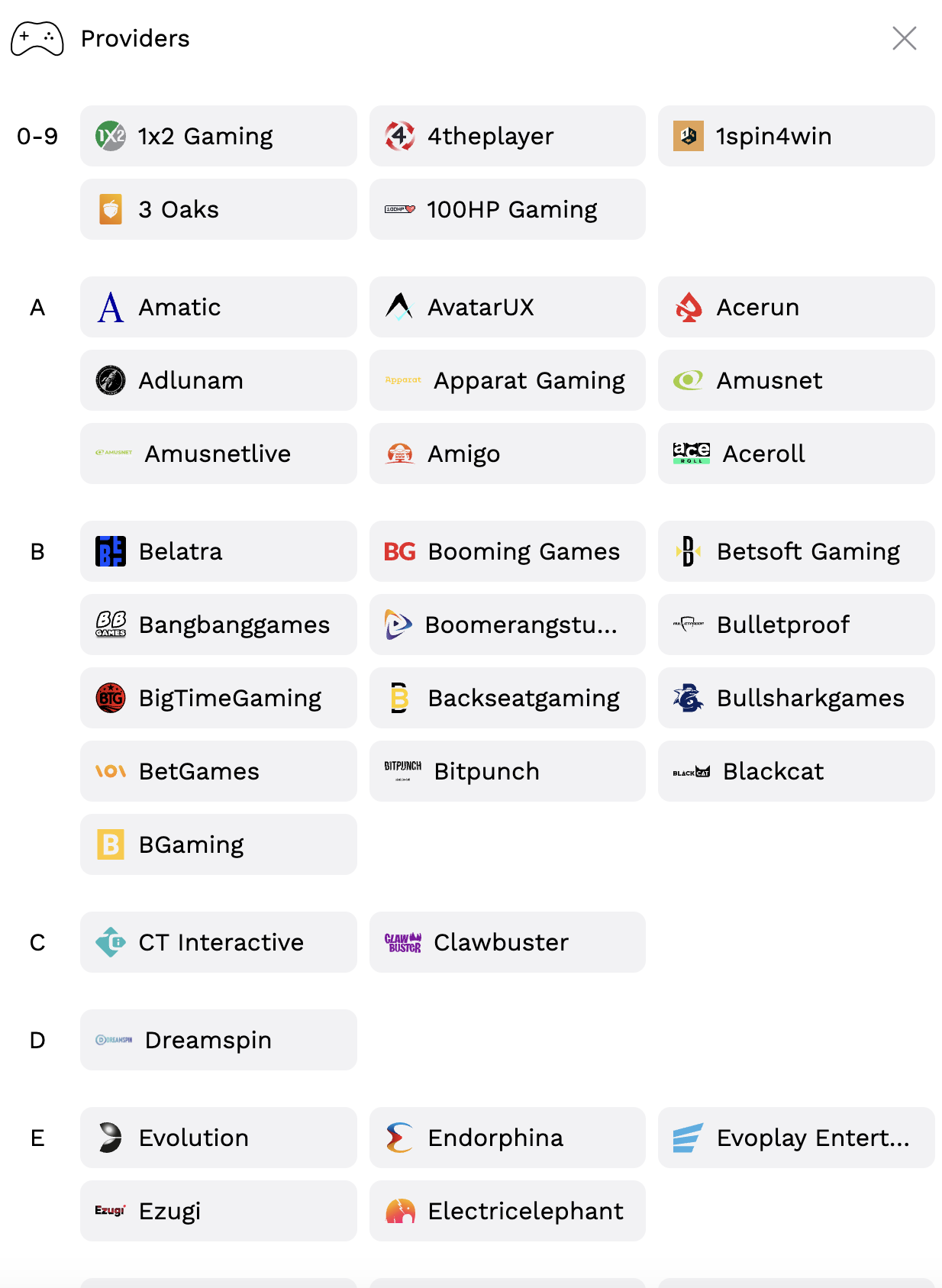 levelup casino providers