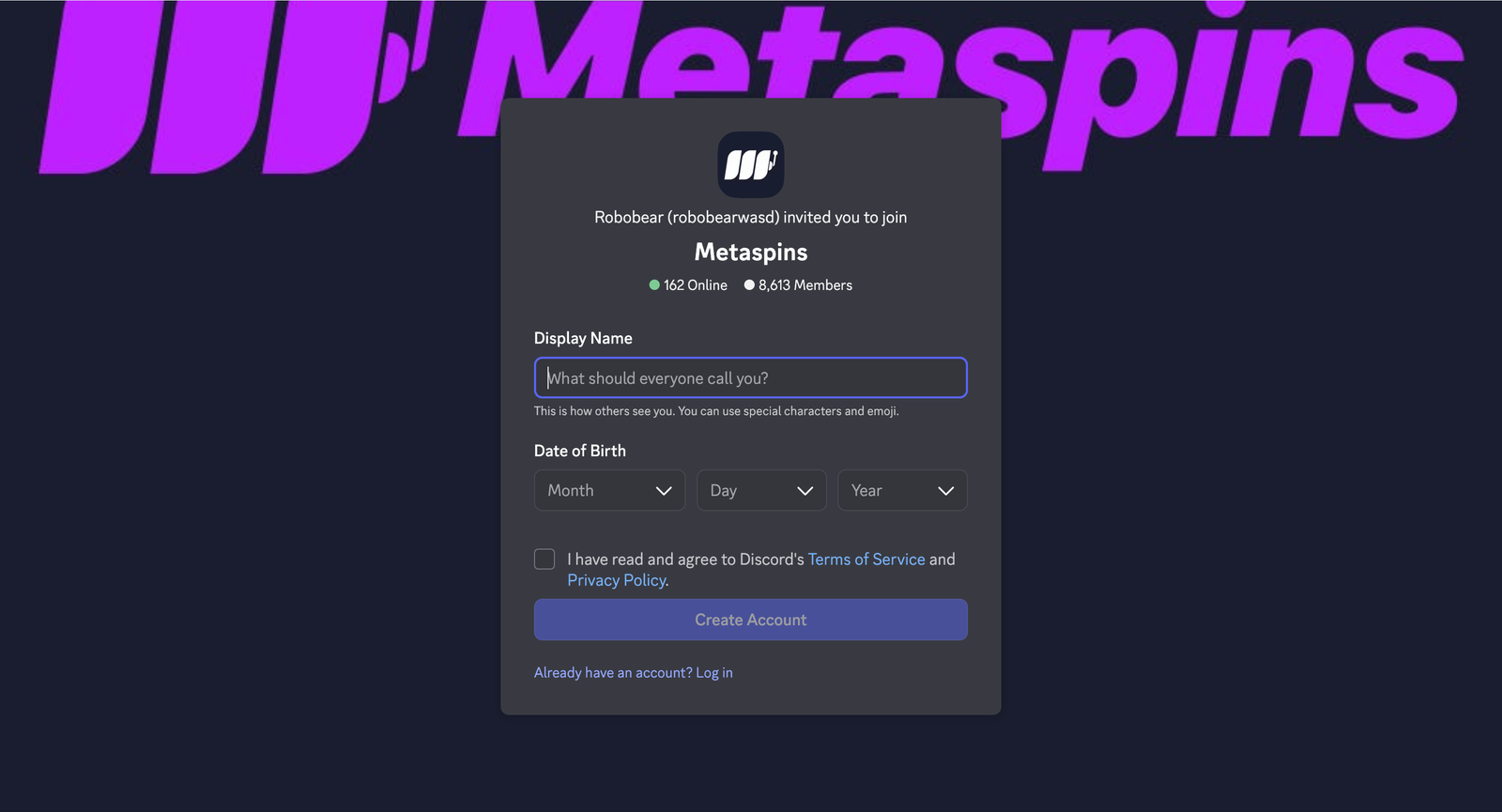 Metaspins discord channel