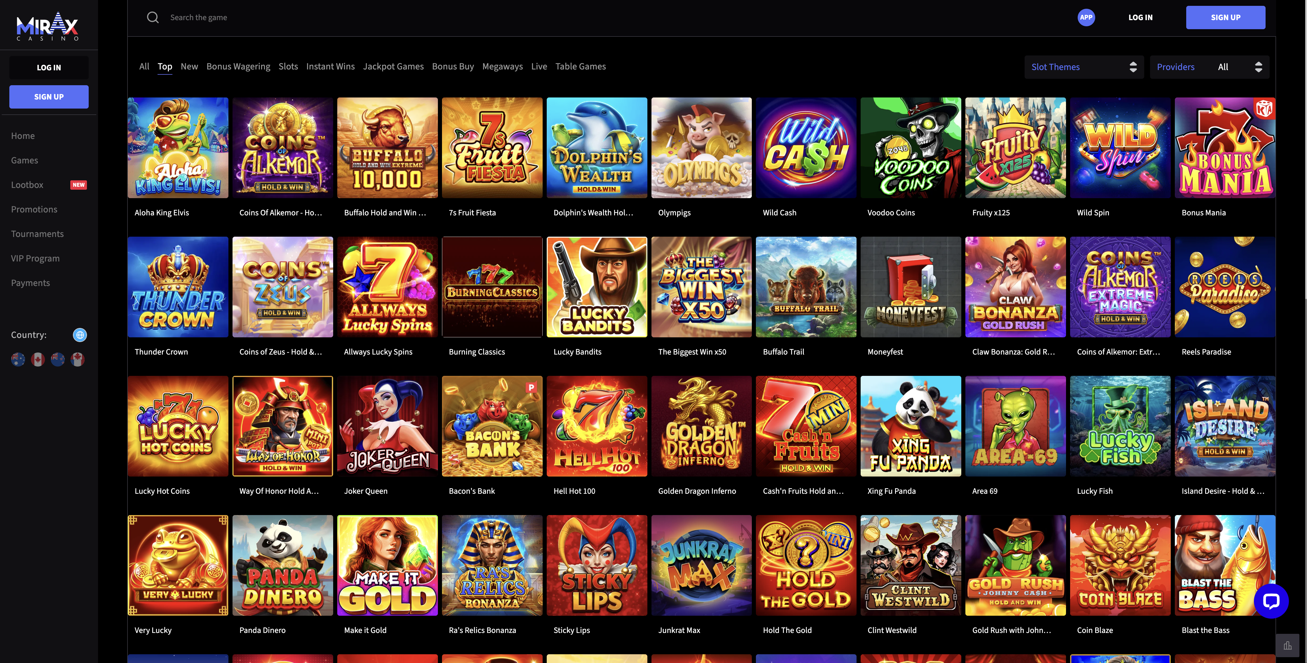 Mirax Casino top slots lobby