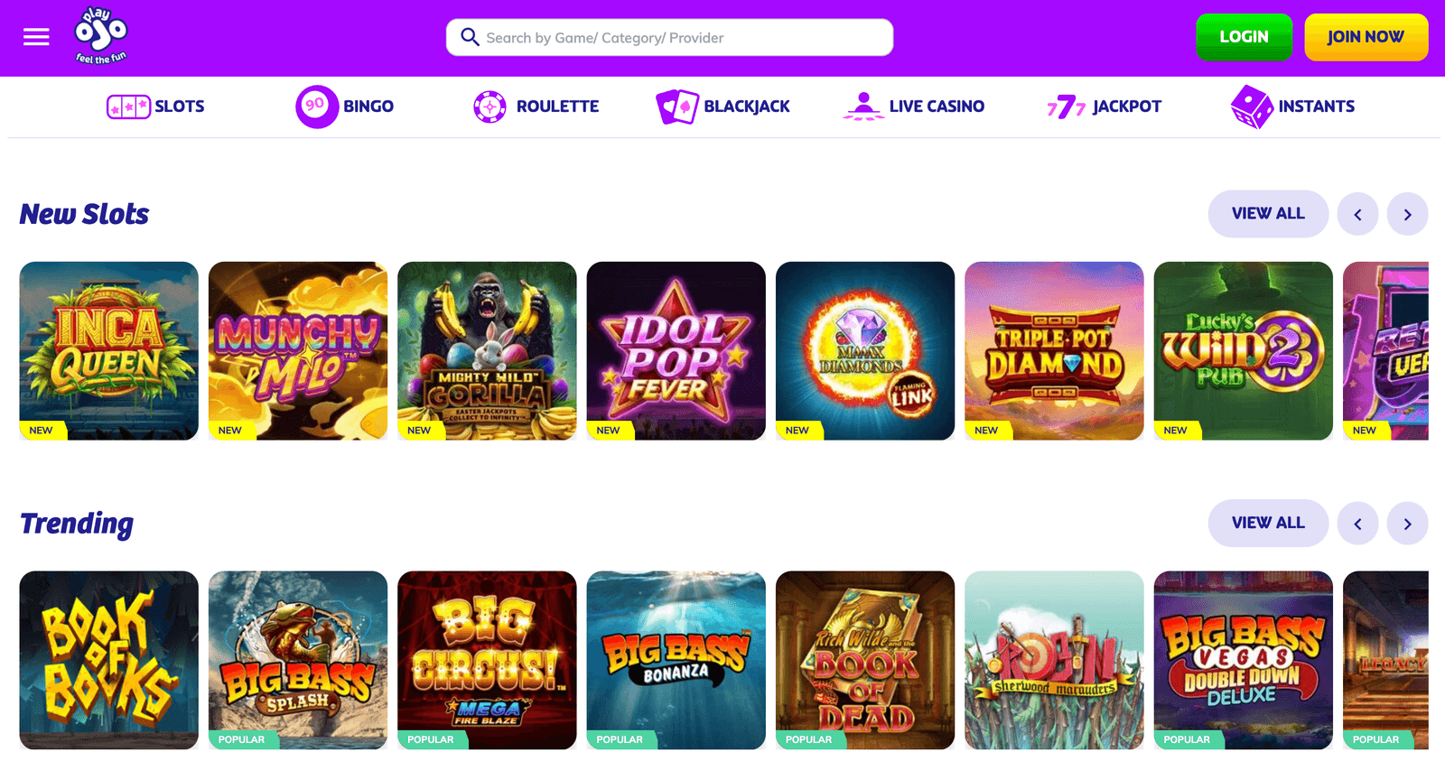 playojo casino slots