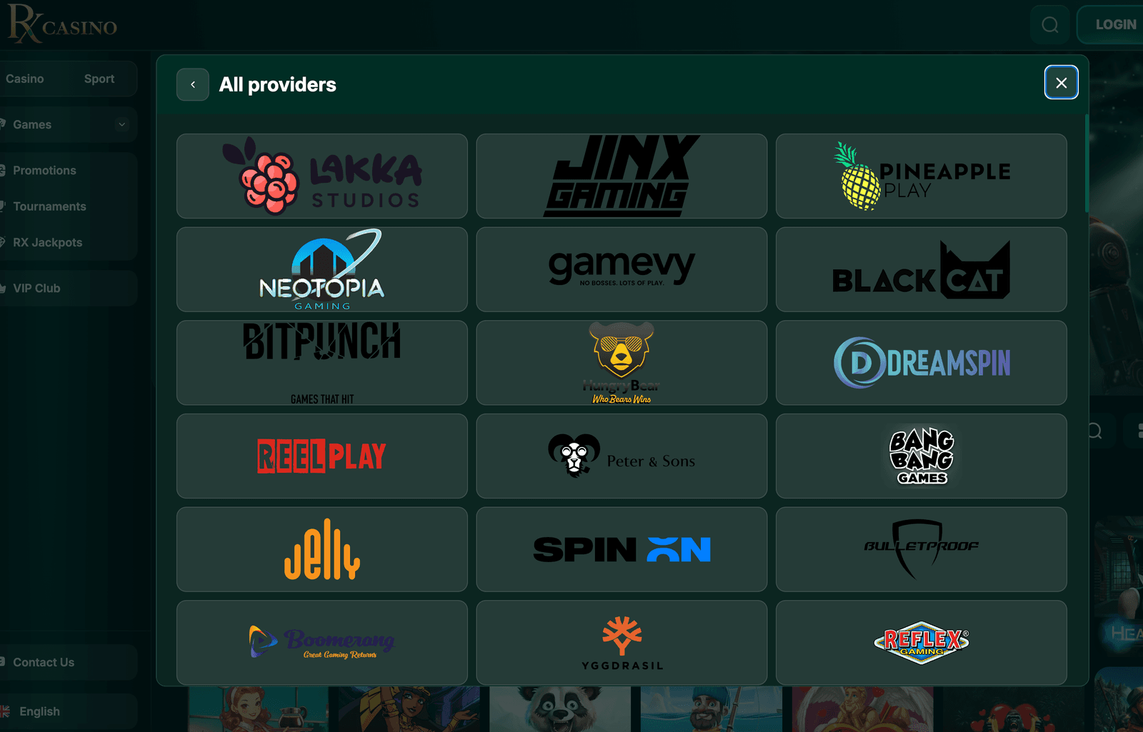 rxcasino onmlionme providers