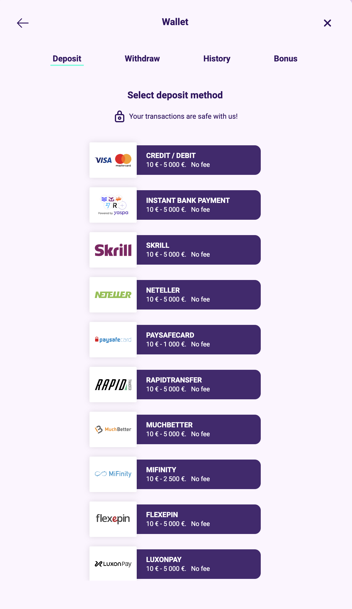 Slotbox deposit methods — Visa, Skrill, Paysafecard and more in euro