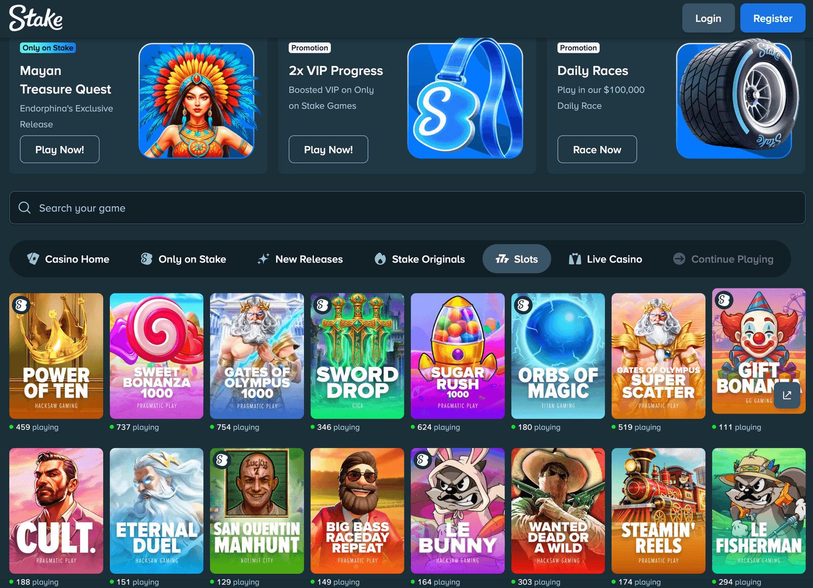 stake casino slots